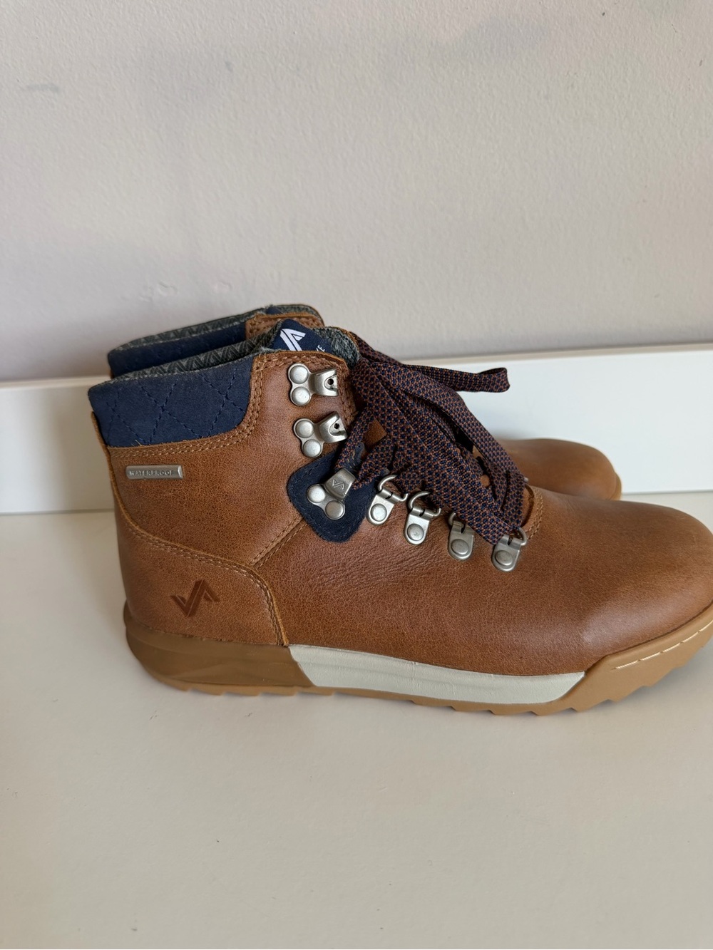 Forsake Patch Waterproof Leather Hiking Sneaker Boots Brown Navy Women's Size 7
